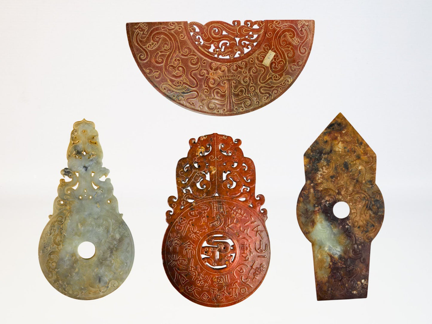 Lot of 4 Chinese Carved Soapstone Plaques