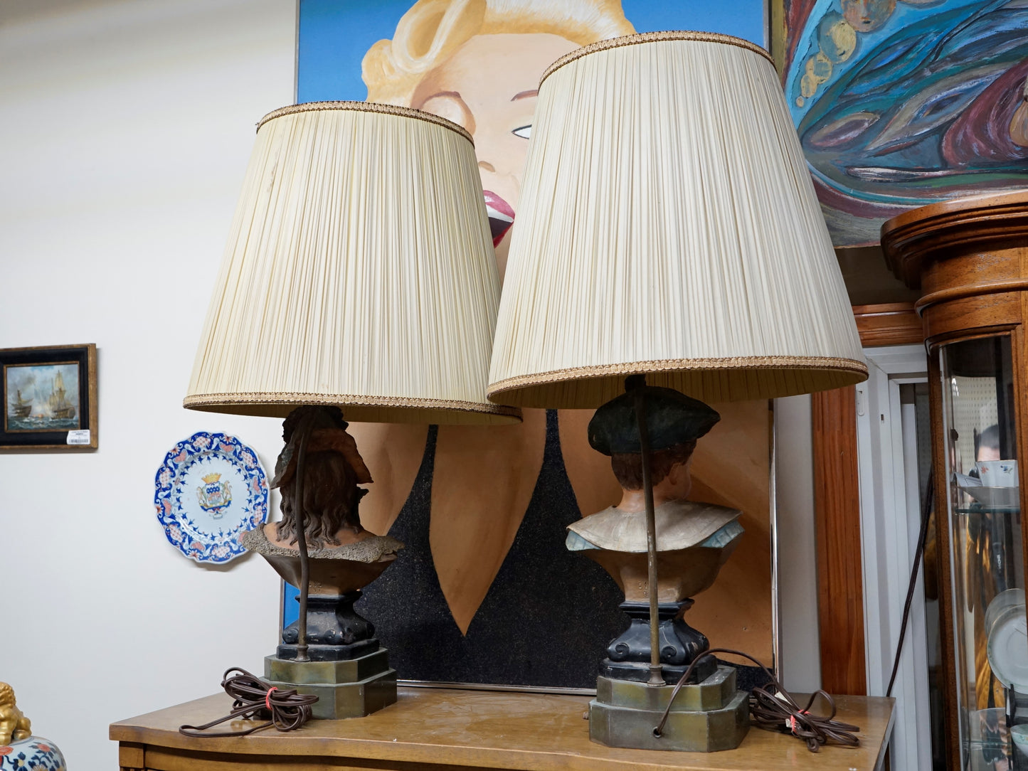 Superb 19th Century Sculptural Faience Pair of Lamps