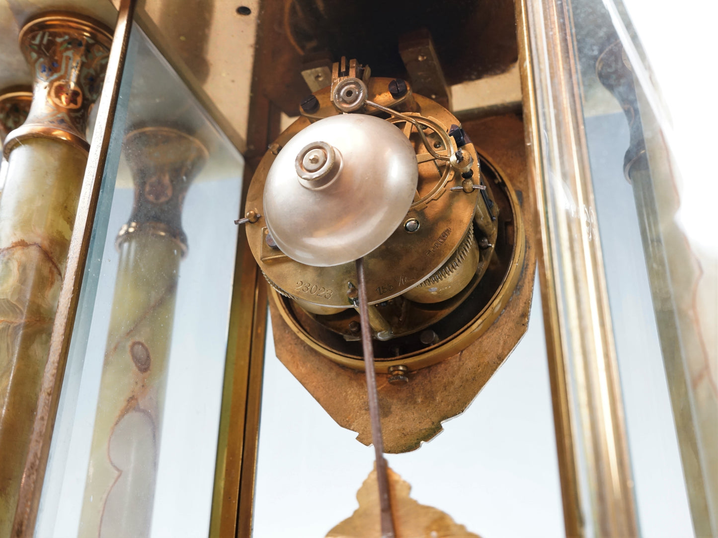 French Onyx Four Glass Clock