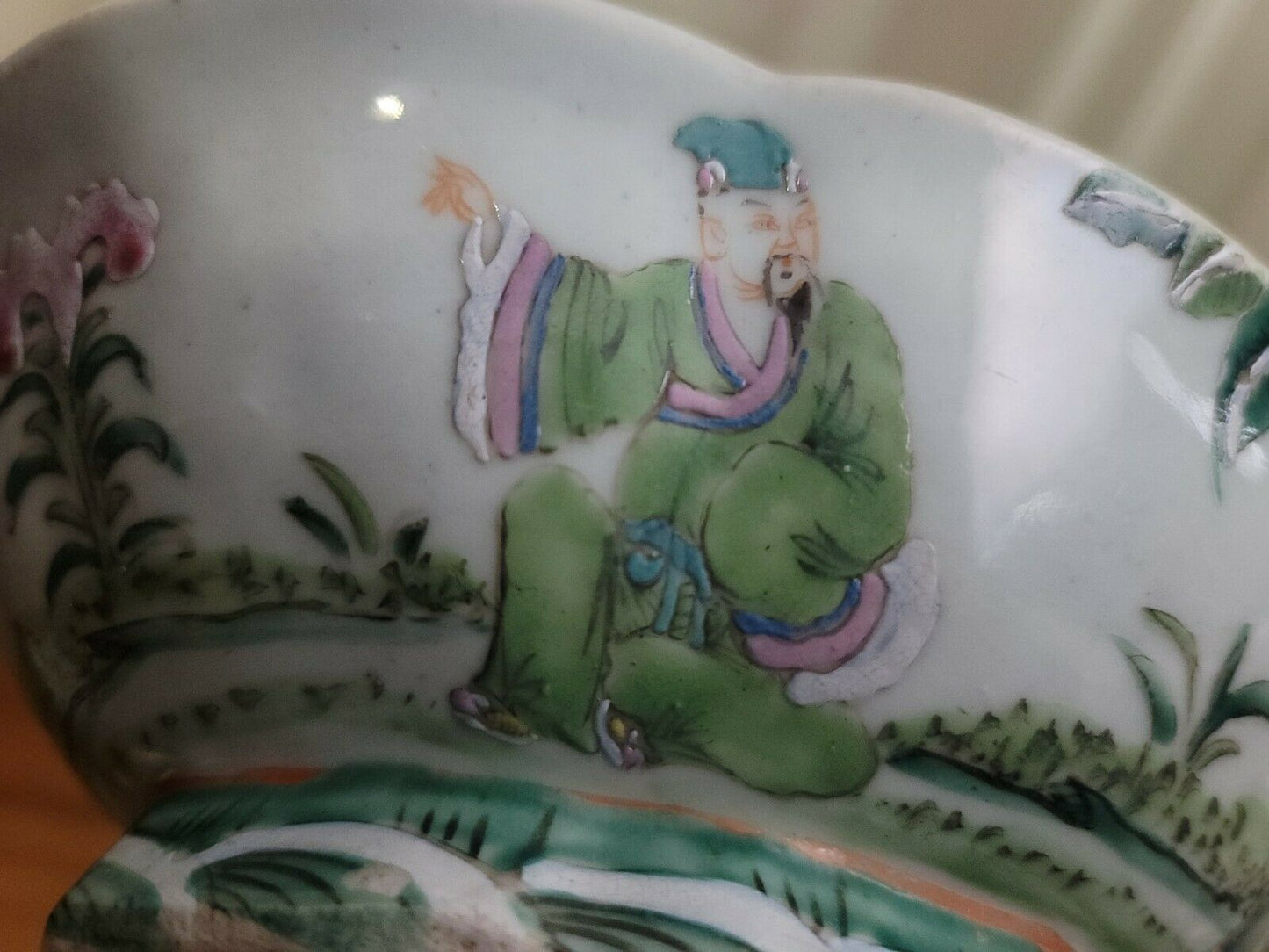 Antique 1900's Chinese Famille Rose Footed Porcelain Bowl Plate