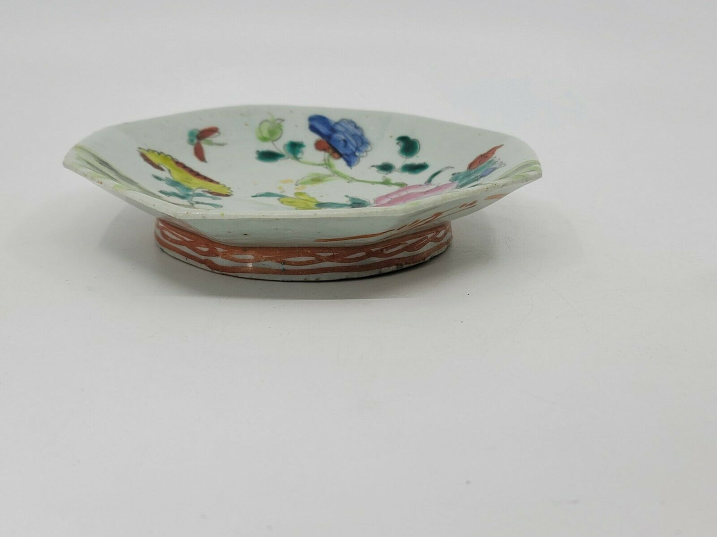 Antique 1900's Chinese Famille Rose Footed Porcelain Bowl Plate(7")