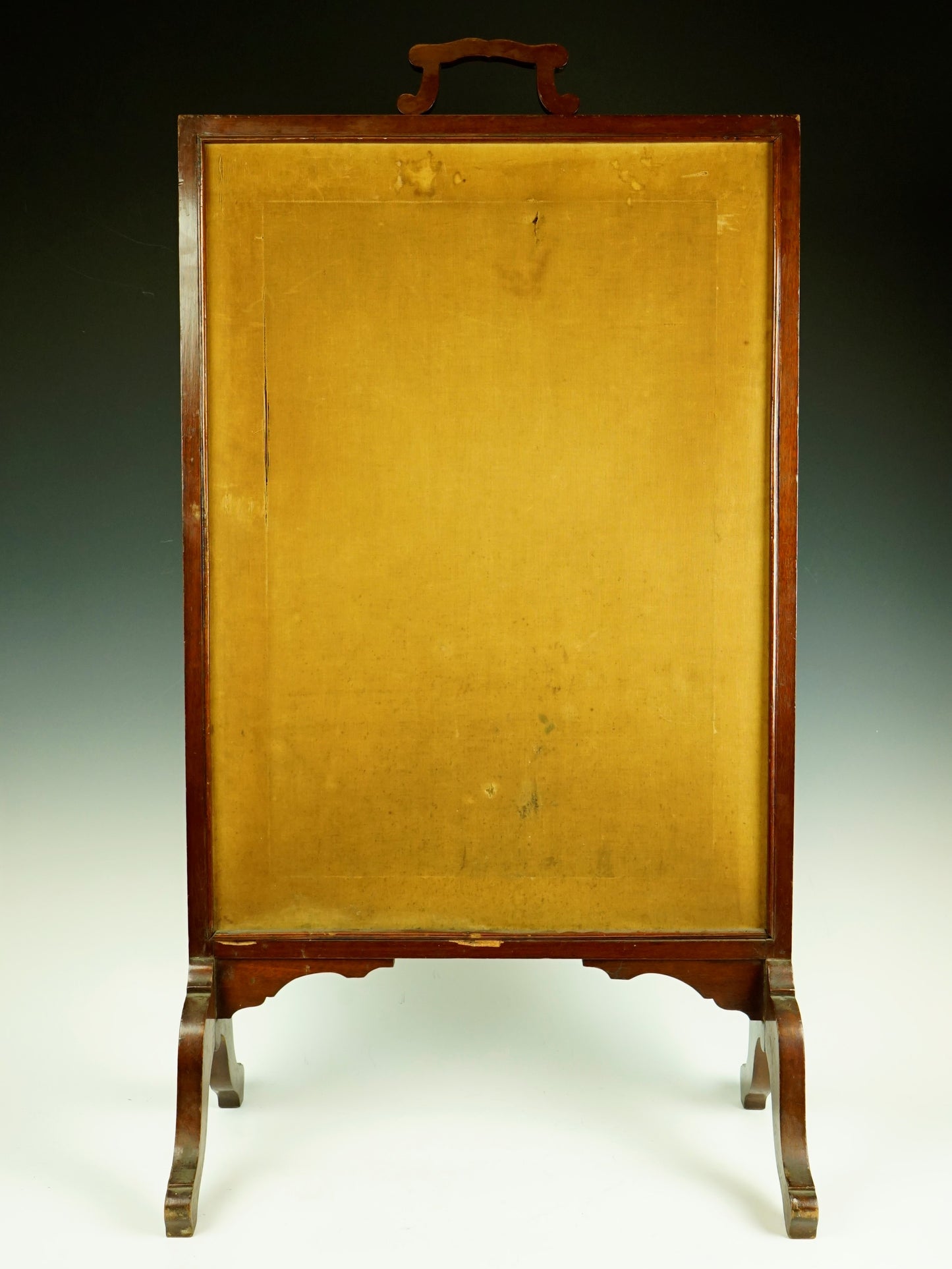 Victorian Hand Embroidered Silk and Mahogany Fire Screen