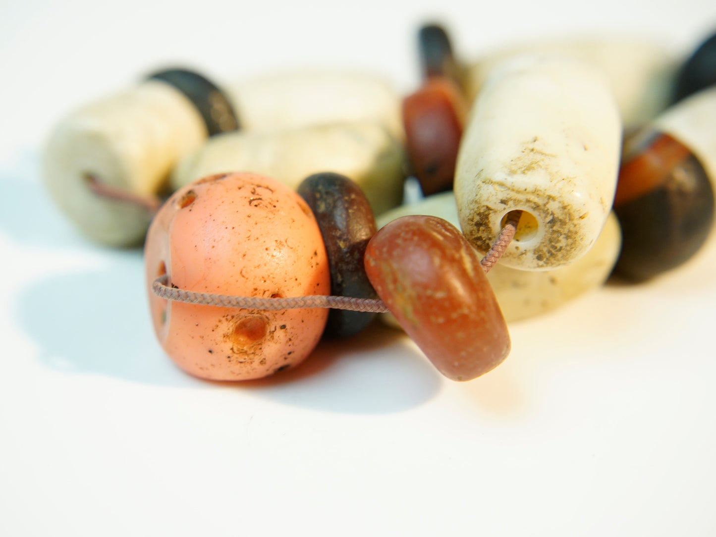 Antique Granite Stone Jade Glass Bead Blend Bracelet