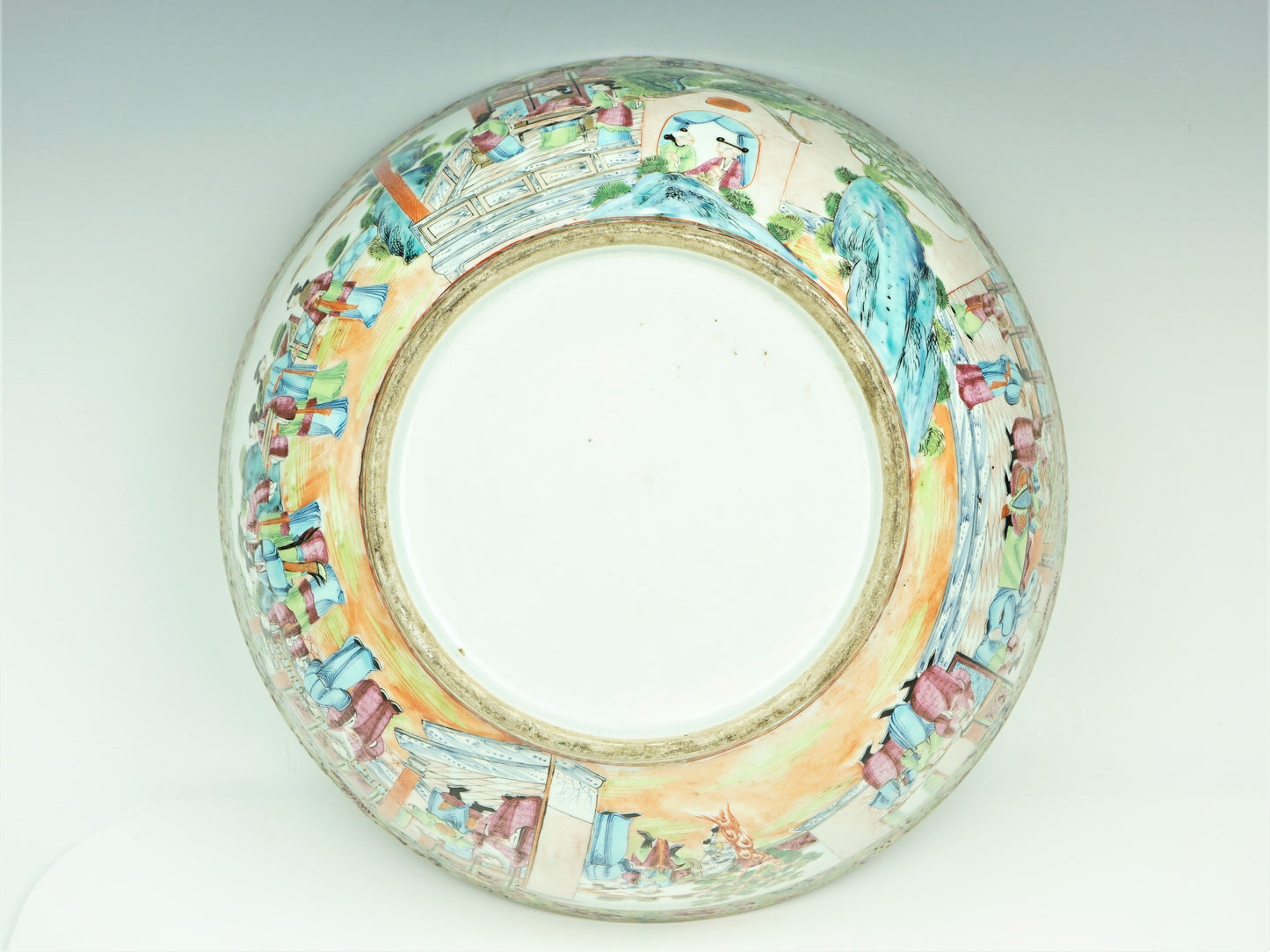 QING Dynasty Chinese Rose Medallion Punch Bowl