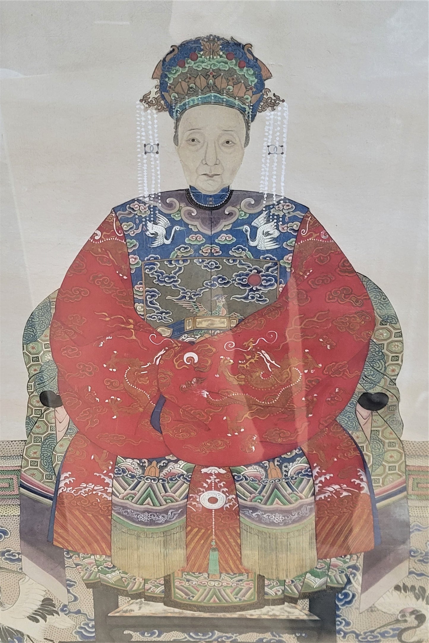 TWO CHINESE ANCESTOR PORTRAITS OF A CIVIL OFFICIAL AND AN OFFICAL'S WIFE