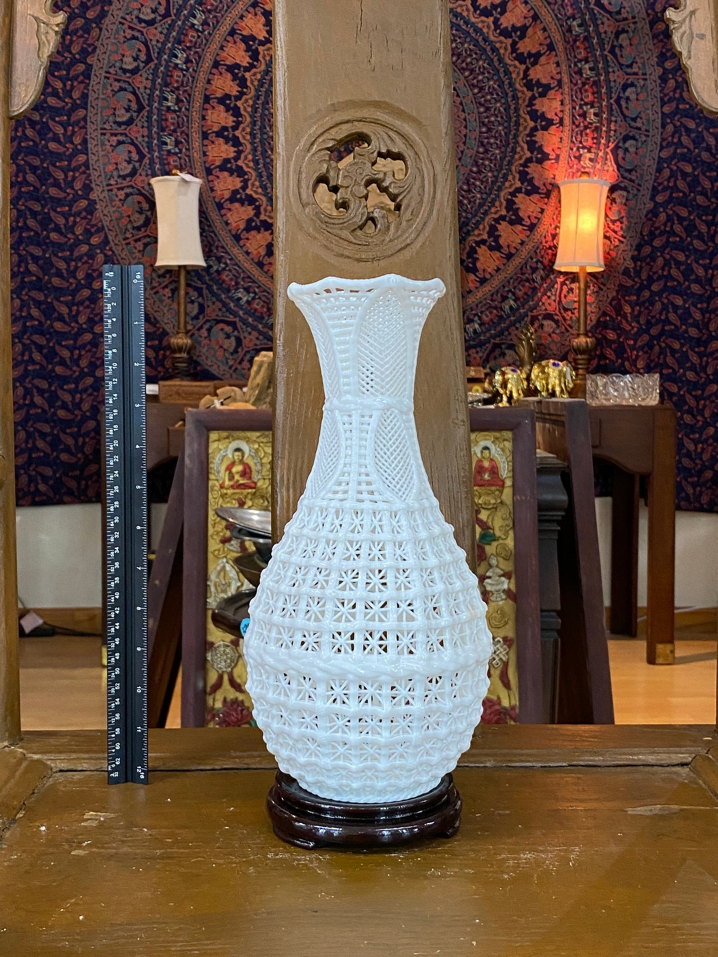 White porcelain openwork vase