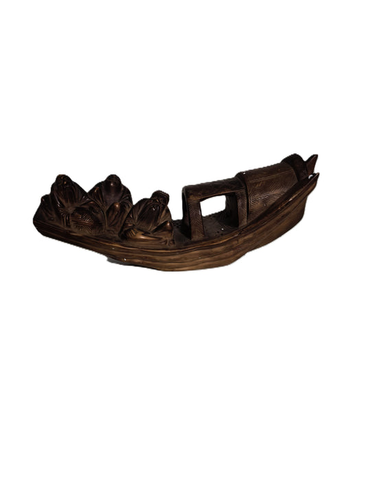Chinese Carved Wood River Boat