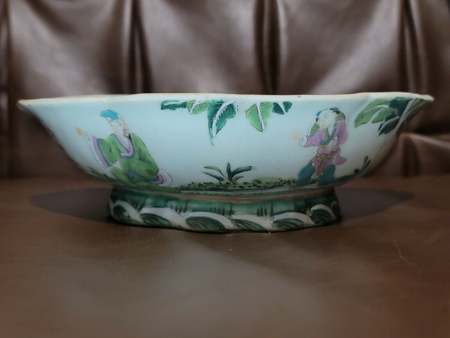 Antique 1900's Chinese Famille Rose Footed Porcelain Bowl Plate