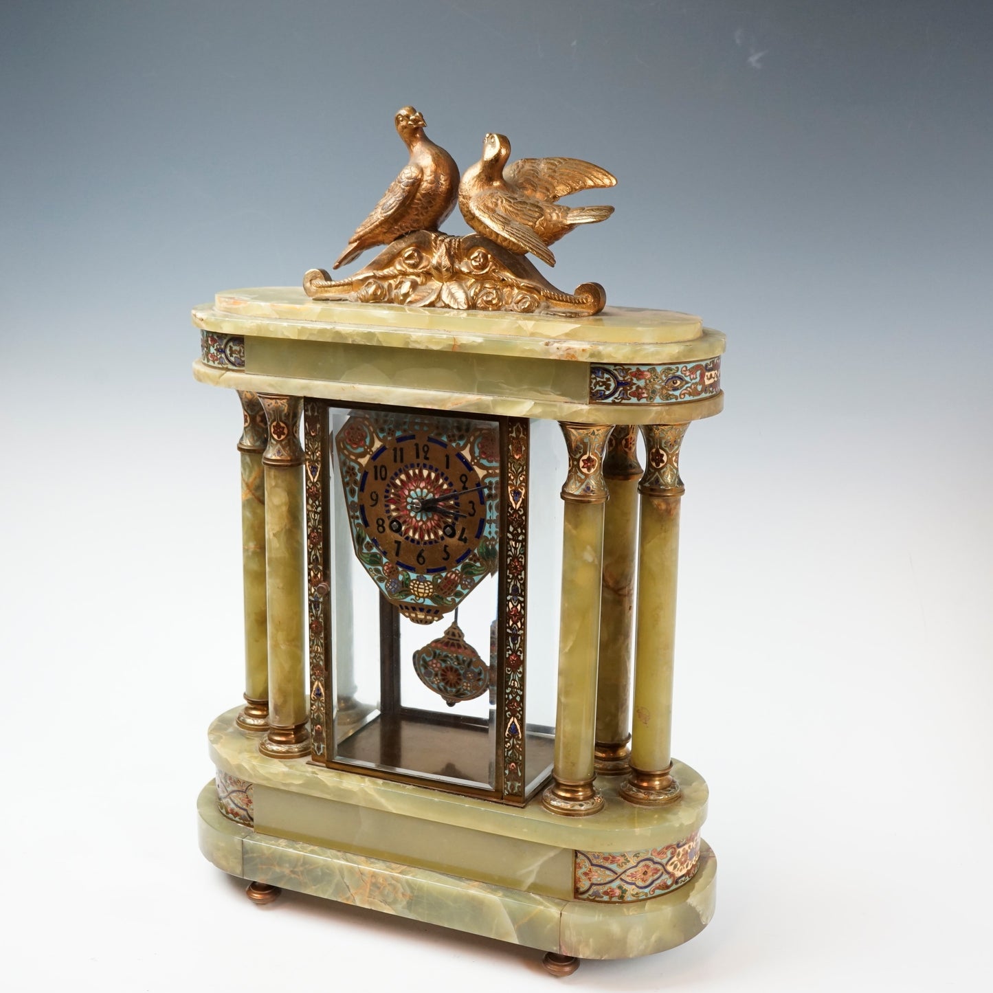 French Onyx Four Glass Clock