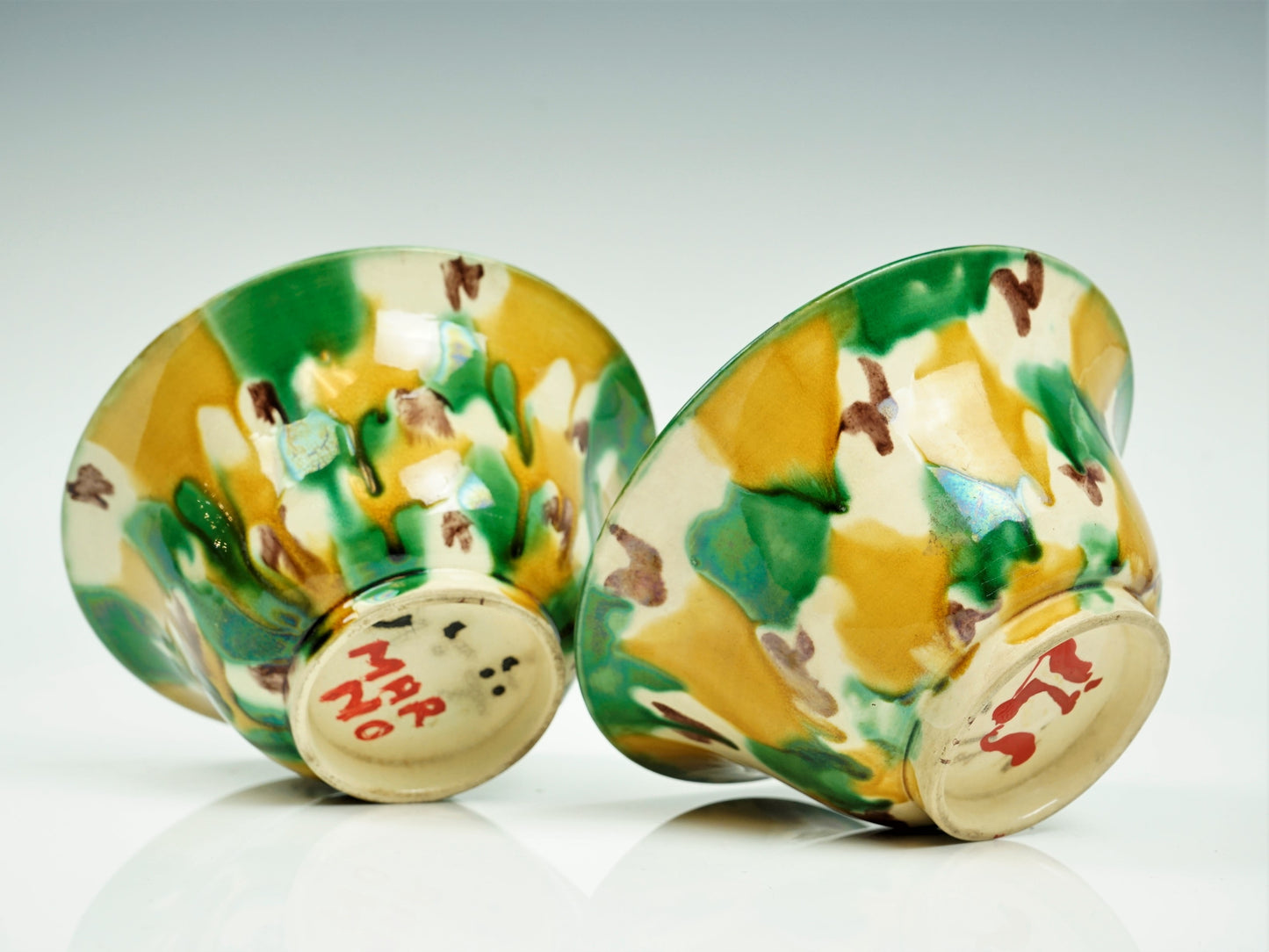 A Pair of 19th C. Chinese Export Spinach and Egg Bowls