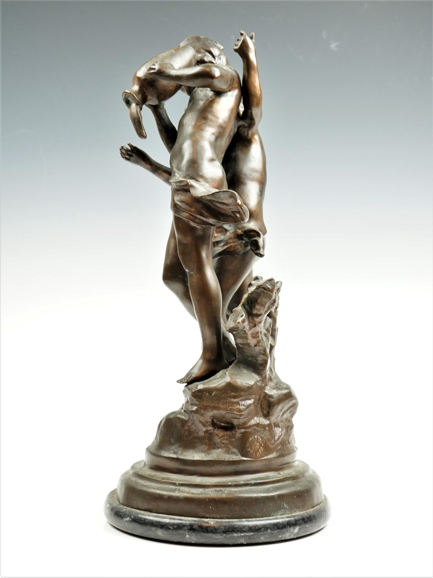 Children with water vase bronze signed: Aug. Moreau Paris