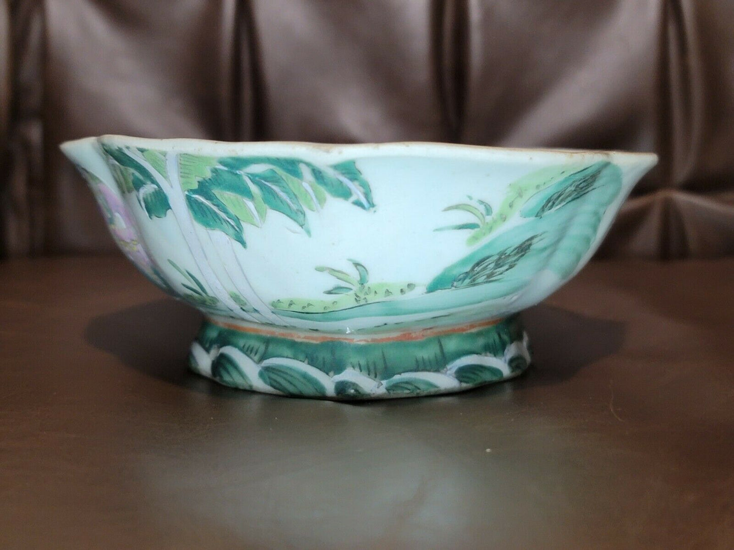 Antique 1900's Chinese Famille Rose Footed Porcelain Bowl Plate