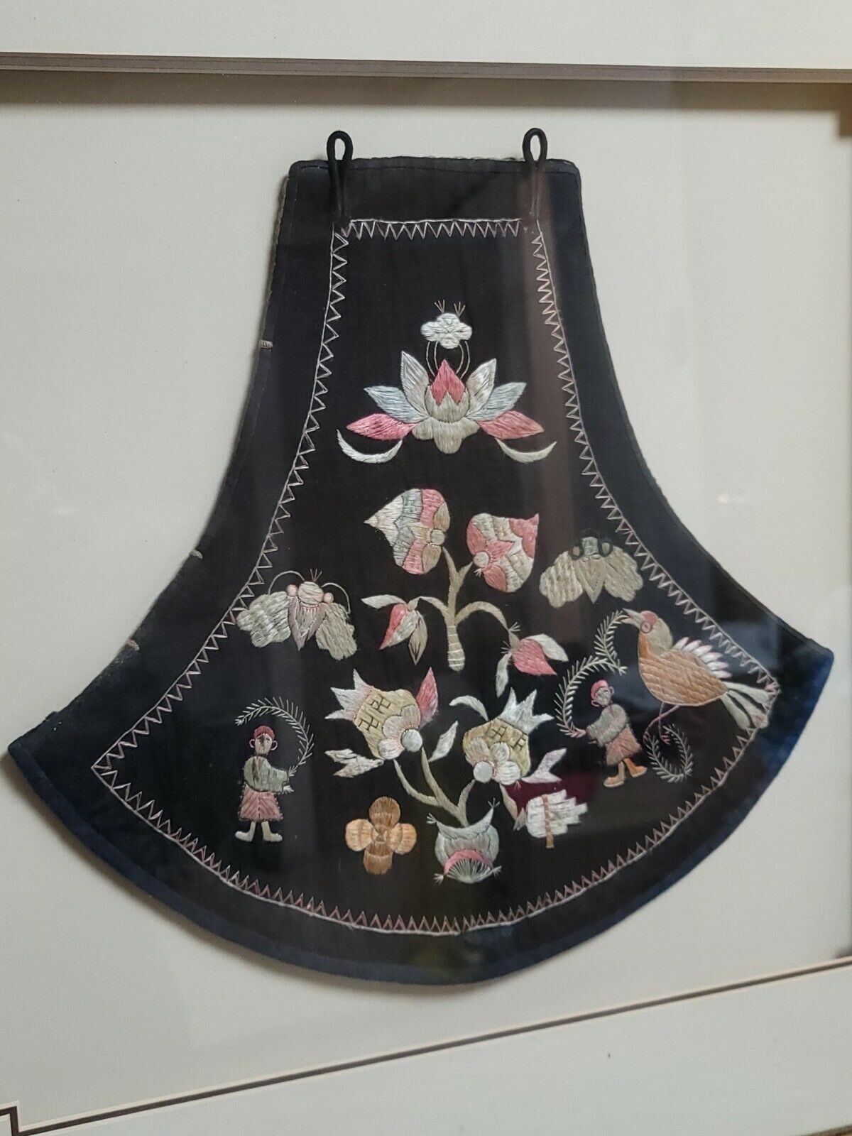 Antique Chinese 19C Silk Embroidered Female Underwear. Framed