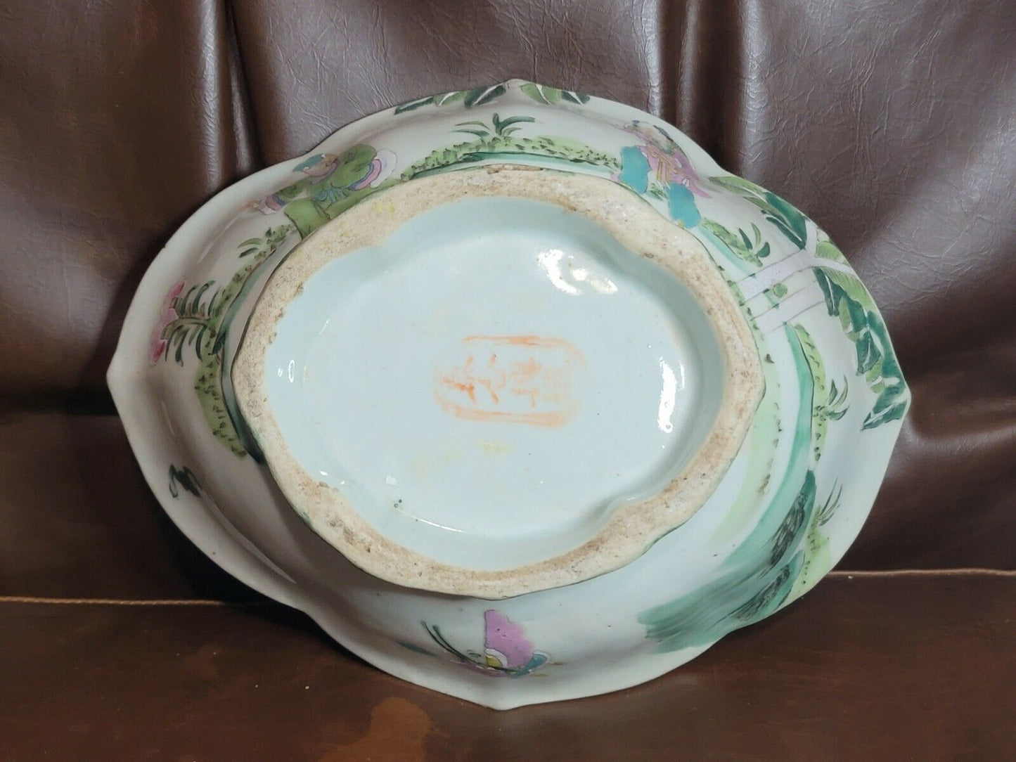Antique 1900's Chinese Famille Rose Footed Porcelain Bowl Plate