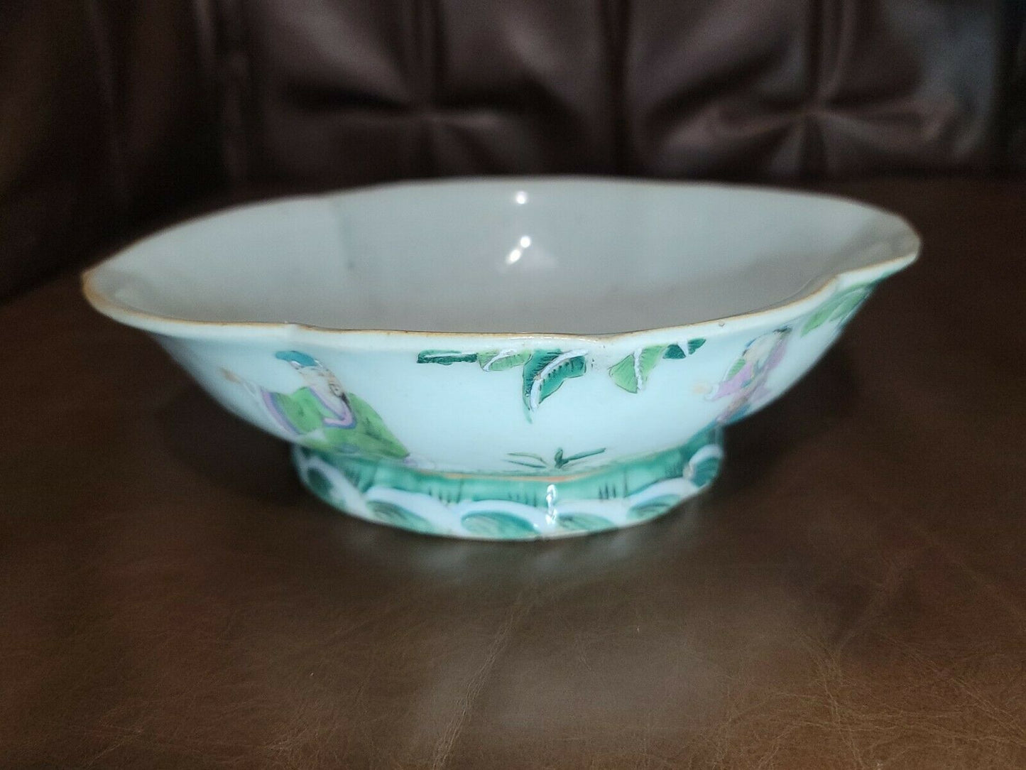 Antique 1900's Chinese Famille Rose Footed Porcelain Bowl Plate