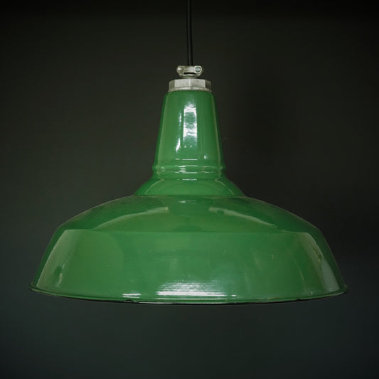 1930-40's Factory Industrial Green Benjamin Enamel Barn Light MADE IN USA