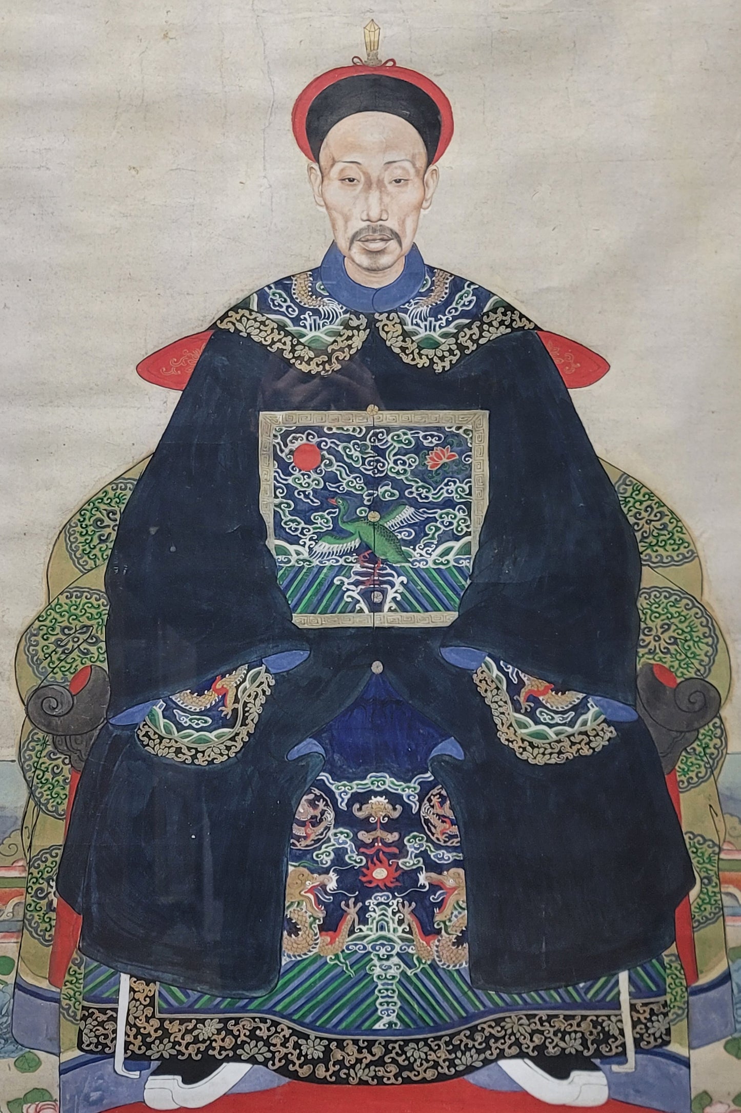 TWO CHINESE ANCESTOR PORTRAITS OF A CIVIL OFFICIAL AND AN OFFICAL'S WIFE